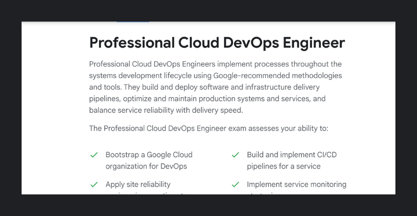 The Google Cloud Certified - Professional Cloud DevOps Engineer Certification